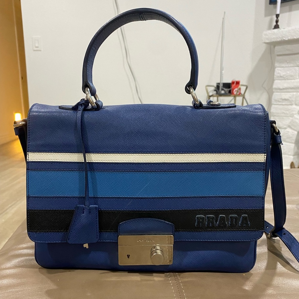 RARE Prada Handbag Saffiano Righe Crossbody